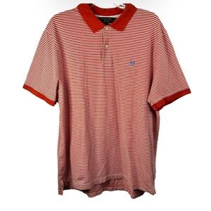 Brooks Brothers cotton original fit polo shirt, large, orange, and white stripes